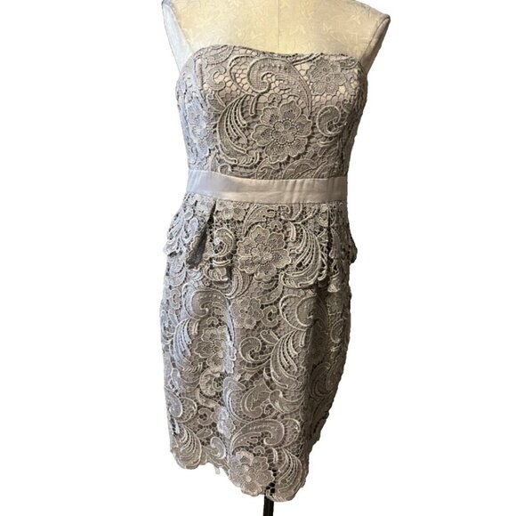 Adrianna Papell Dress 10 Pewter Light Lilac/Gray W Bra Wedding Party Cruise - Picture 3 of 10